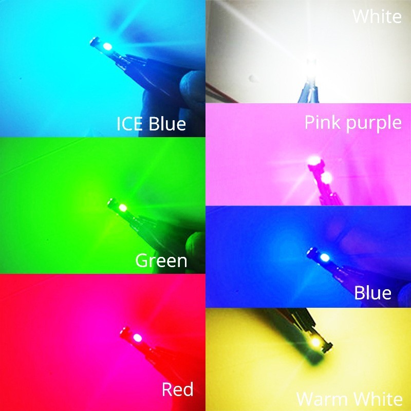 10Pcs T5 LED Lights W1.2W W3W LED Super Bright 3030 LED Car Interior Light Auto Side Wedge Dashboard Gauge Instrument Lamp Bulb