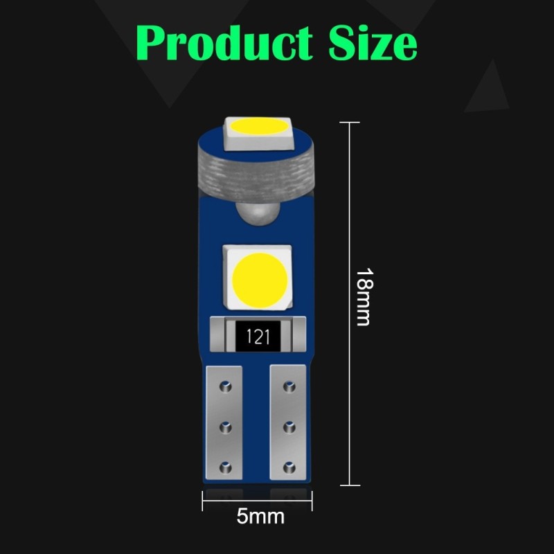 10Pcs T5 LED Lights W1.2W W3W LED Super Bright 3030 LED Car Interior Light Auto Side Wedge Dashboard Gauge Instrument Lamp Bulb