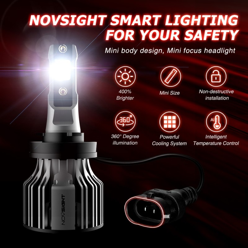 NOVSIGHT Led Car Headlight H1 H3 H4 H7 H11 H8 H9 H13 9005 HB3 9006 HB4 9007 9003 72W 10000LM 6000K Auto Headlamp Fog Light Bulbs
