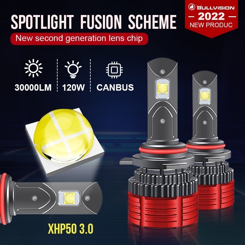 H11 H7 LED CANBUS Car Headlight Bulbs 9012 HIR2 H1 9005 HB3 9006 HB4 6000K XHP50 CSP Chip 120W 30000LM Auto Lamp for VW Ford BMW