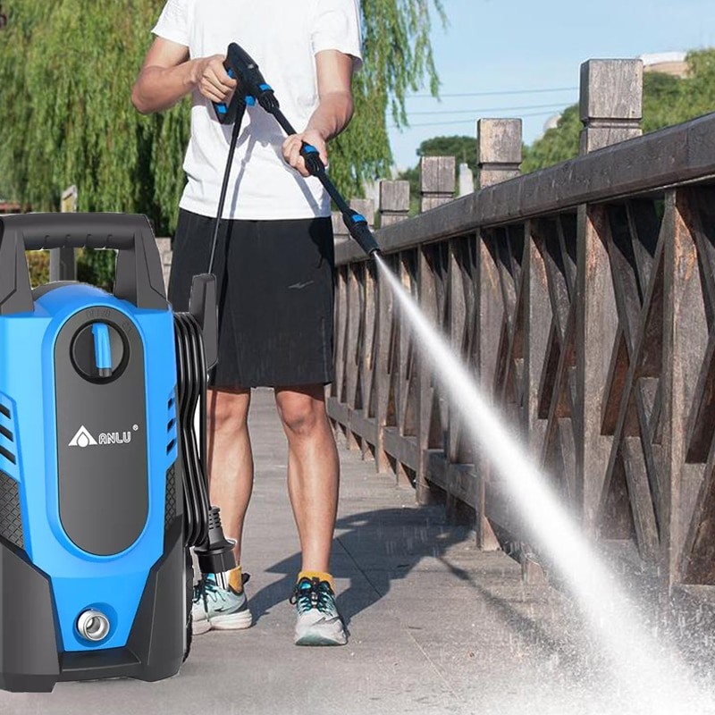 High Pressure Car Washer 220V Car Washing Machine 105bar Car Wash Pump 1400W with Water Gun Foam Lance 5m Hose Pressure Cleaner