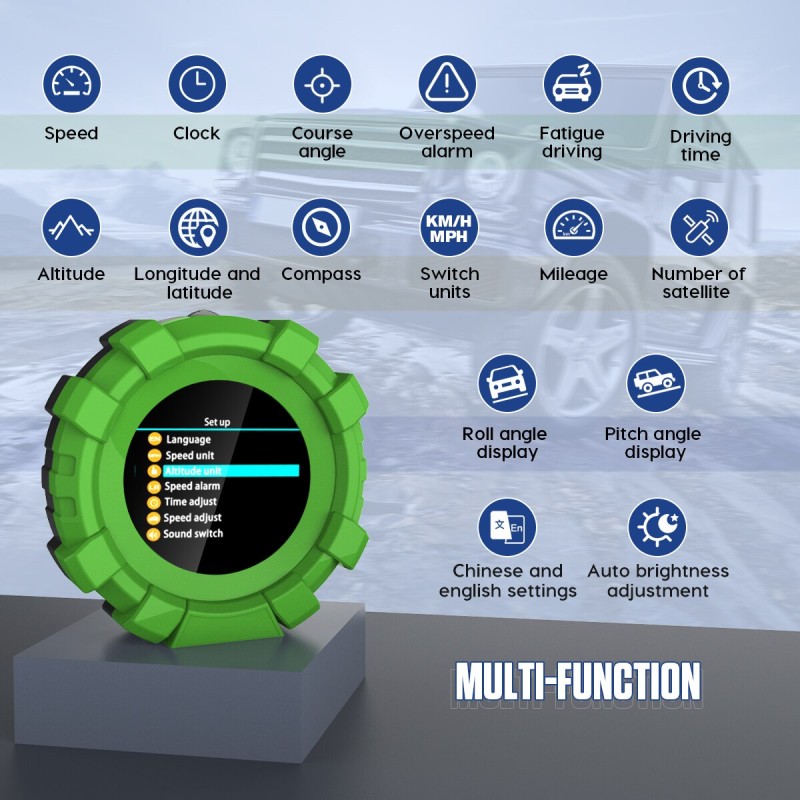 MRCARTOOL Car Inclinometer 4x4 Off Road GPS Slope Meter Altitude Roll Pitch Angel Diigital Display Speedometer Off-road Vehicle