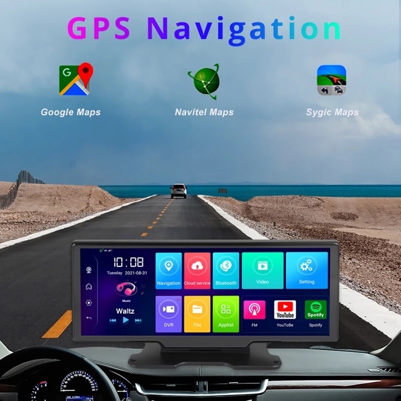 4G LTE 11" IPS Car Dashboard Recorder DVR GPS Navigation Android 8.1 HD 1080P Video DVR WiFi Dual Camera Auto 24 Hours Monitor