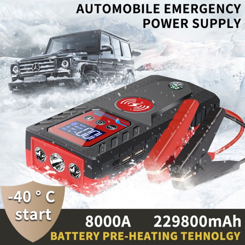 Portable 229800mah 8000A Jump Starter 12V High-power Automobile Emergency Starting Power Supply For Diesel Gasoline Vehicle
