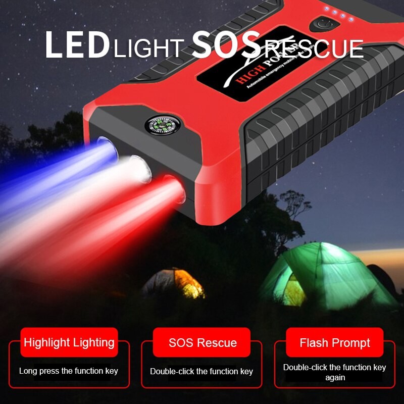 Portable Car Jump Starter Power Bank 99800mAh Emergency Start-up Charger 600A 12V for Cars Booster Battery Quick Starting Device