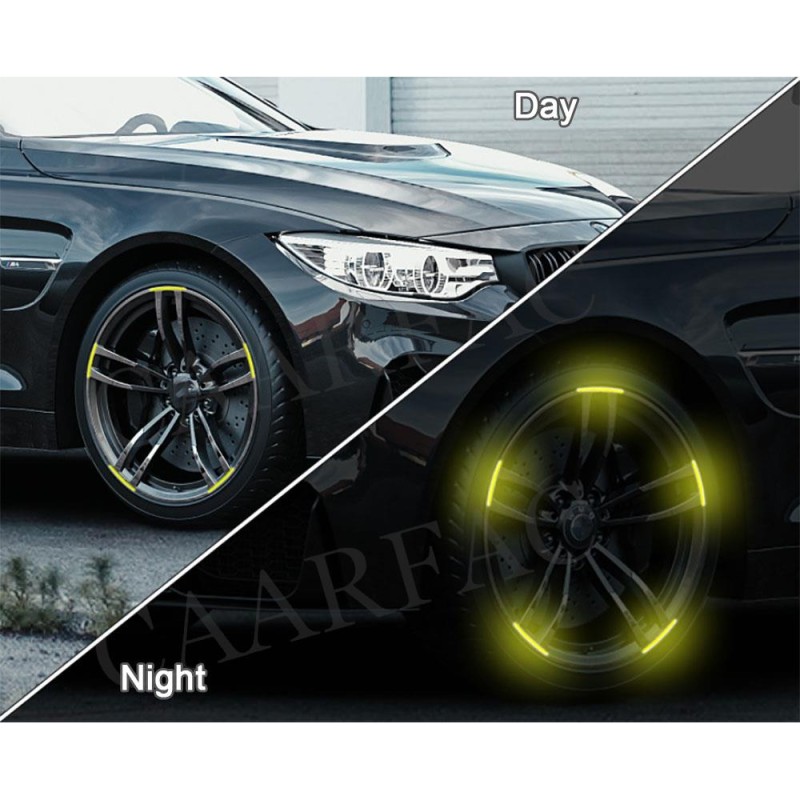 20Pcs Car Wheel Reflector Sticker Rim Sticker Modified Wheel Tire Auto Car Decoration For Universal Fluorescent Protective paper