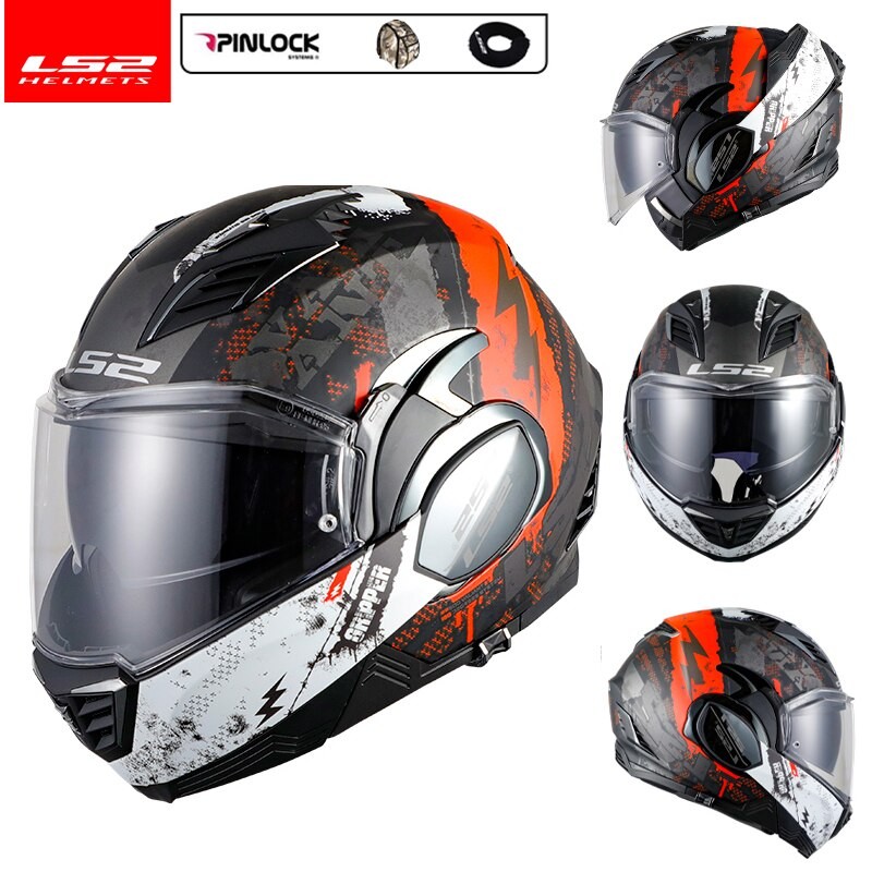 LS2 FF900 Valiant II Motorcycle Helmet Flip Up 180 Degrees Back Somersault Touring Modular Casco Moto Casque
