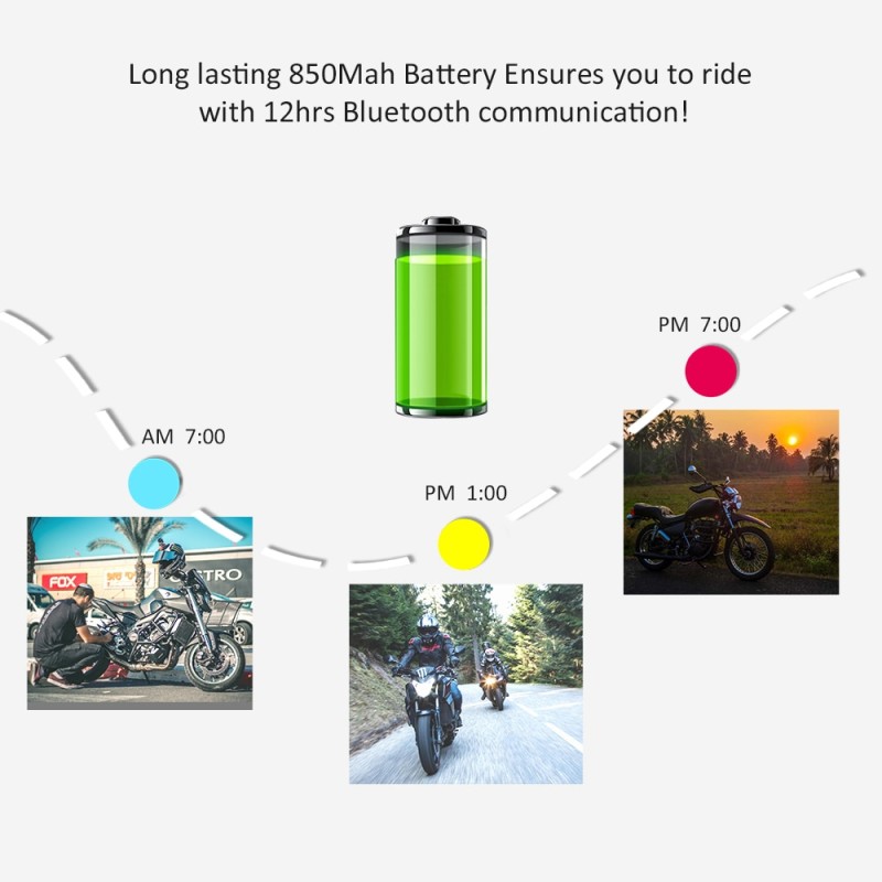 EJEAS V6 PRO Motorcycle Helmet Bluetooth Headset Waterproof 6 Riders 1200m Intercom Motorbike Communicator 850mAh Ear Interphone