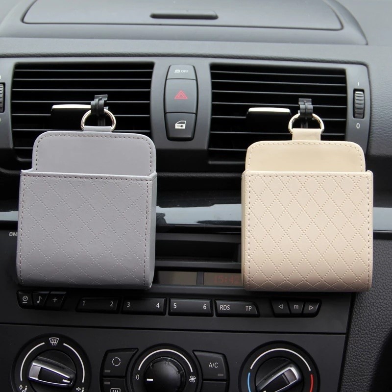1PC Black Car Storage Bag Hanging Storage Box Leather Storage Box Car Sundries Box