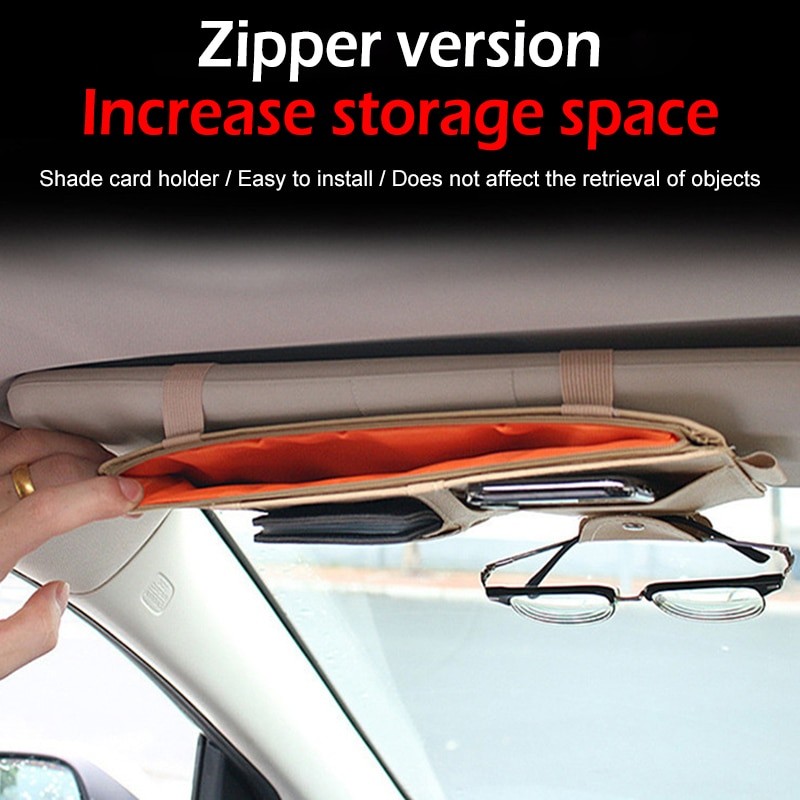 Multifunctional leather car storage bag sunshade cover card holder driver's license card holder car glasses holder
