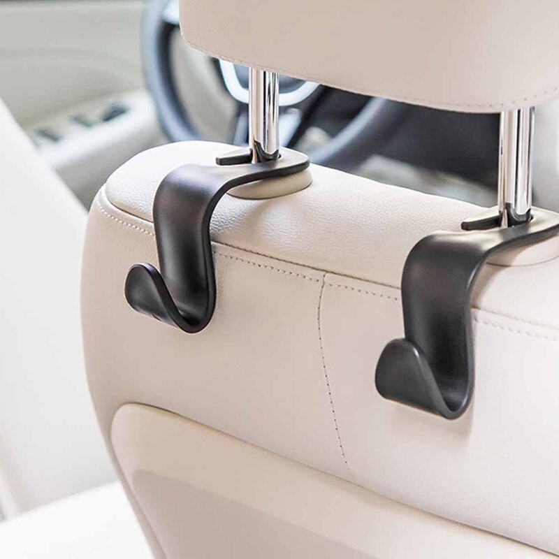 2PCS Car Seat Headrest Hook for Auto Rear Seat Organizer Hanger Storage Holder for Handbag Purse Bags Clothes Coats