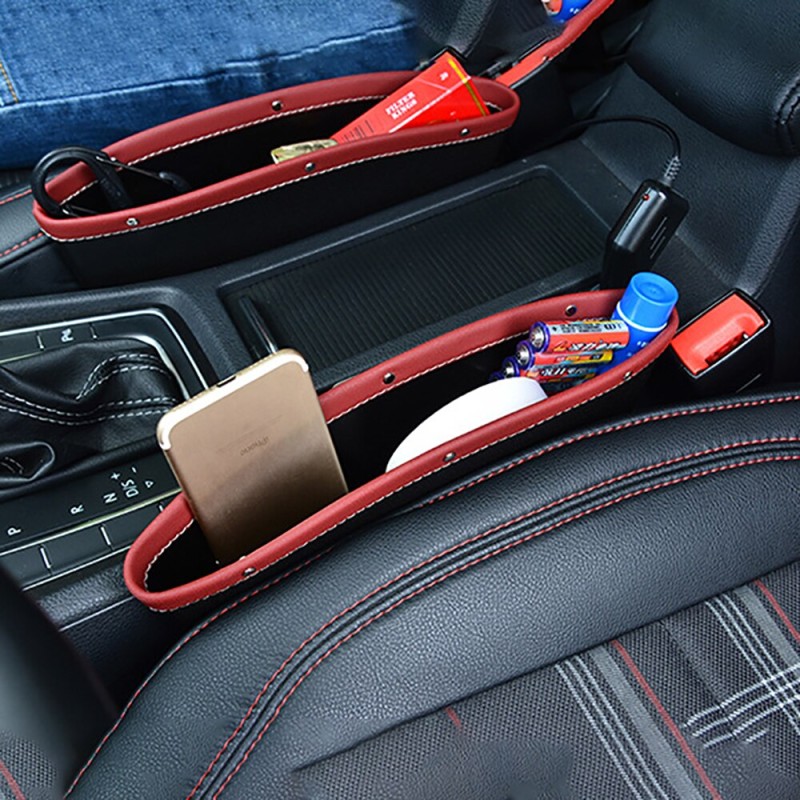 2022 High Quality Seat Gap PU Case Storage Bag Car Organizer Artificial Leather Car Seats Gap Bag Car Accessories Storage Bag