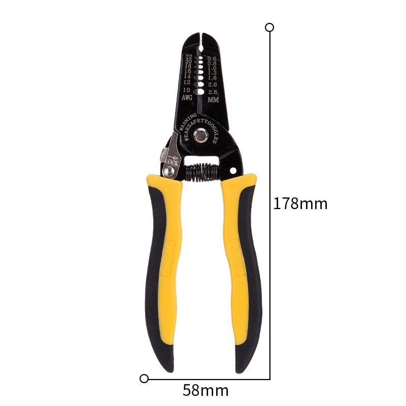 Deli 7 Inch 2 in 1 Wire Stripper And Cutter Slip Resistance 50# Material Blade Dual-color PVC-coated Handle