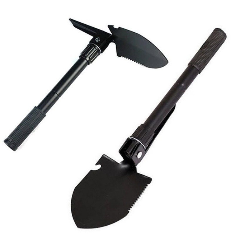 Outdoor Shovel Camping Shovel Four-in-One Multifunctional Self-Defense Fishing Folding Square Pick Hoe