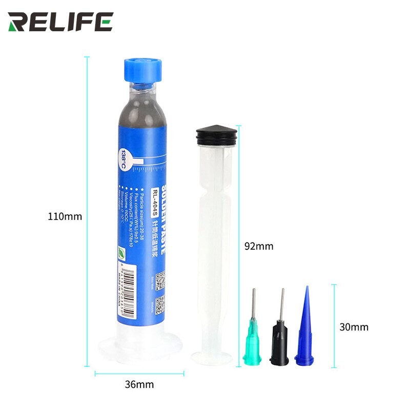 RELIFE lead-free low temperature solder paste RL-404S for iPhone12 mini soldering repair patch tin mud syringe 138 degrees