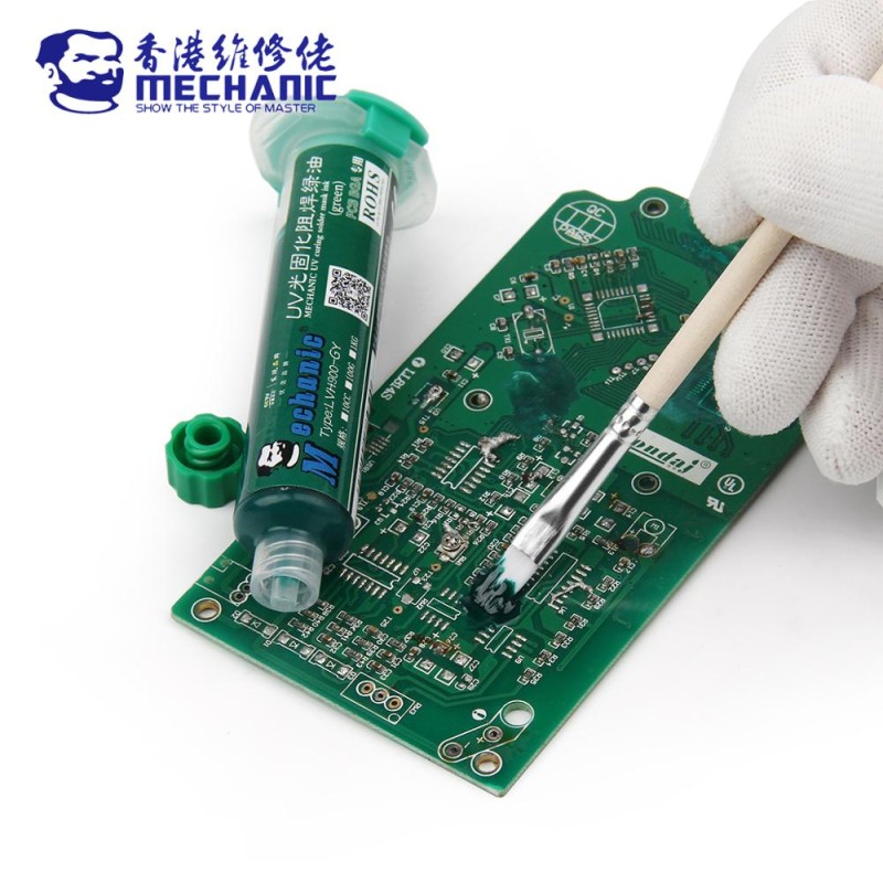 MECHANIC Solder Mask Paste UV Cured solder mask oil BGA PCB Circuit board welding Weld Flux Green Soldering Paste 10cc