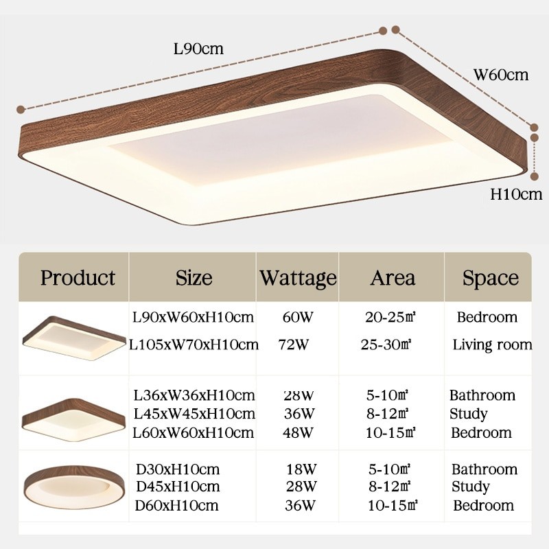 Led Ceiling Light Imitation Wood Led Ceiling Lamp Lighting For Living Room Bedroom Study Round Rectangle Square Lighting Fixture