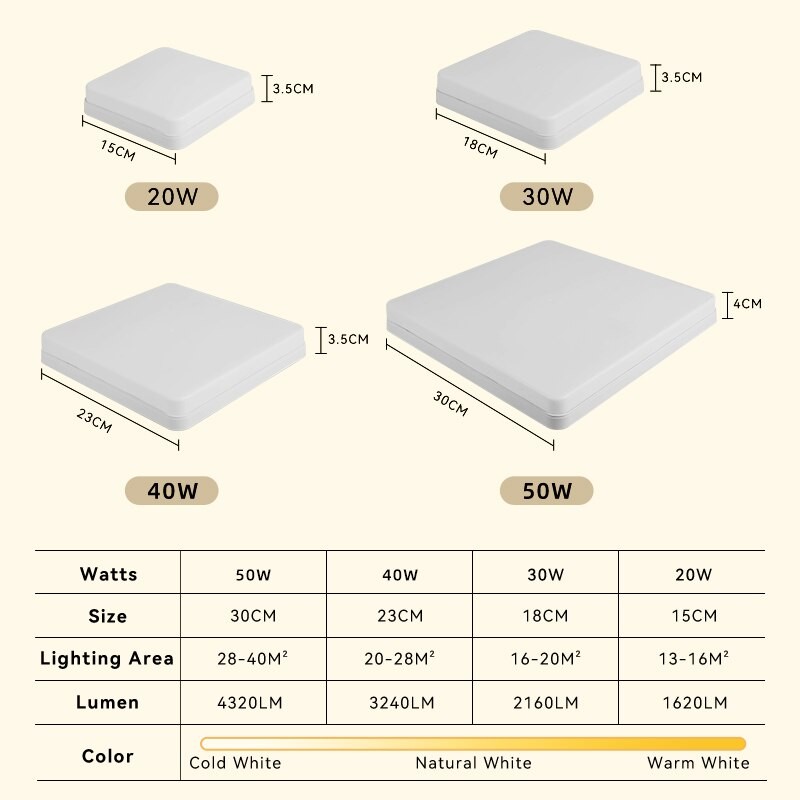 Modern Led Ceiling Lamp Square Ceiling Lights Warm Cold Lustre 220V 30W 40W Panel Light for Living Room Bedroom Home Lighting
