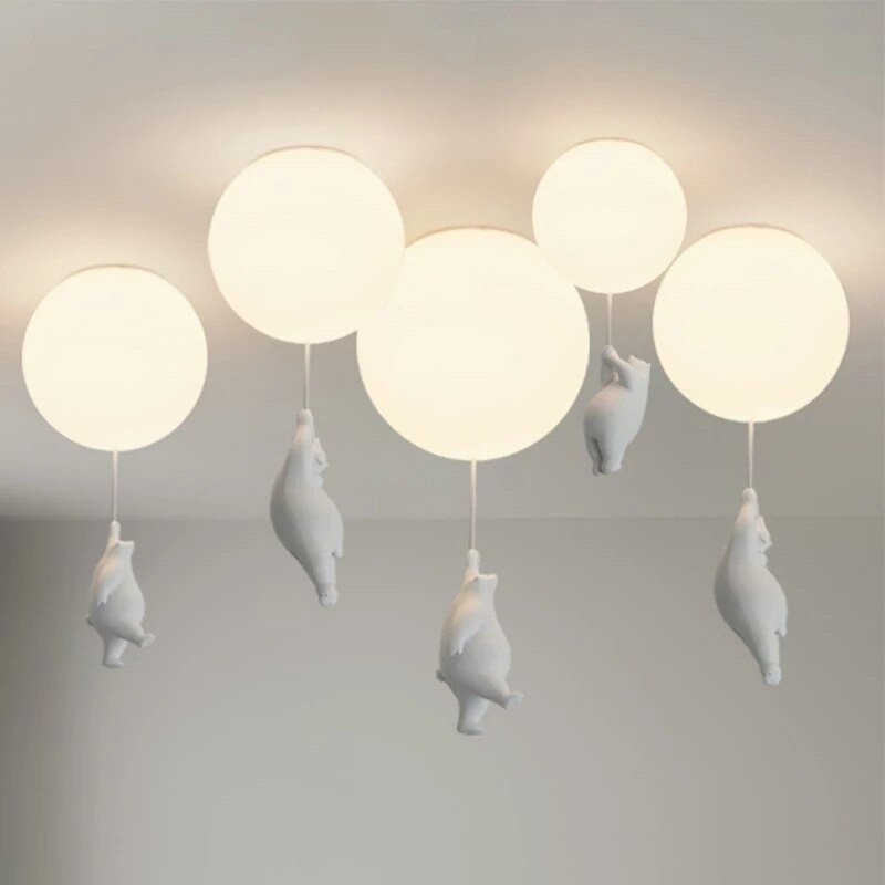 Children'S Bedroom Ceiling Lamps Monkey Puppy Cartoon Bear Ceiling Chandelier Nursery Living Room Balloon Decoration Luminary