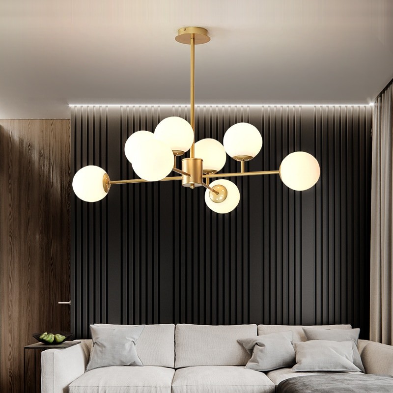Modern Nordic Style LED Chandelier For Living Room Bedroom Dining Room Kitchen Ceiling Pendant Lamp Glass Ball E27 Hanging Light