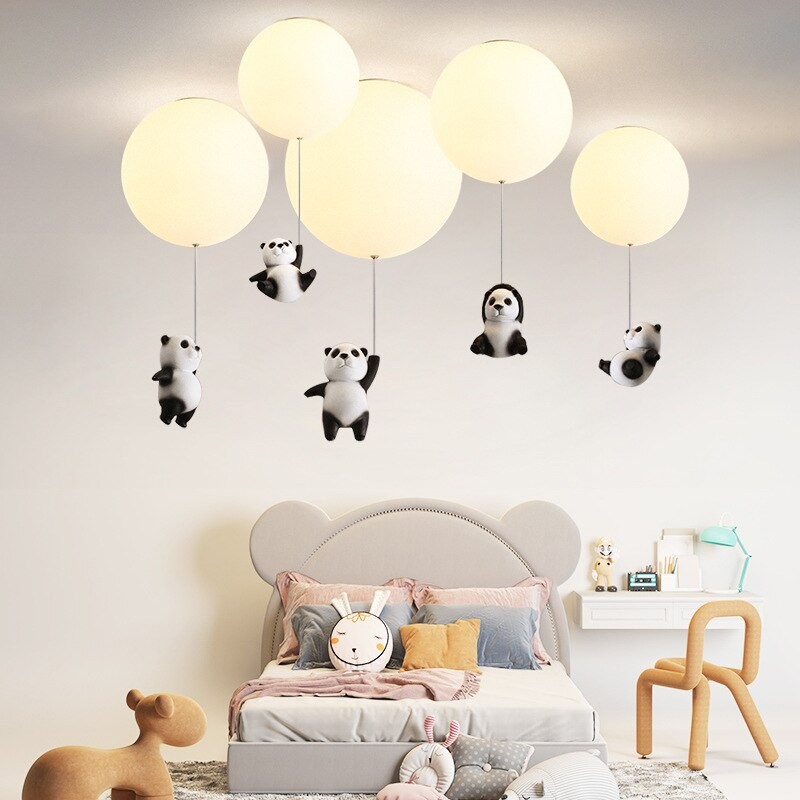 Panda Bedroom Pendant Lights Children'S Room Balloon Cartoon Hanging Lamps For Ceiling Aisle Living Room Nursery Chandelier