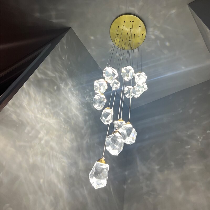 Crystal Chandelier Modern Staircase Lamp Diamond Design Living Room Lamp Bedroom Restaurant Bar Sales Department loft Chandelier