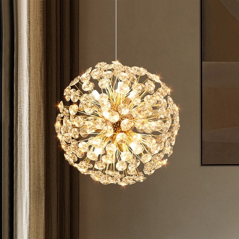 Nordic Modern Minimalist Atmosphere Dandelion Living Room Chandelier Bedroom Luxury K9 Crystal Starry Restaurant Pendant Lights