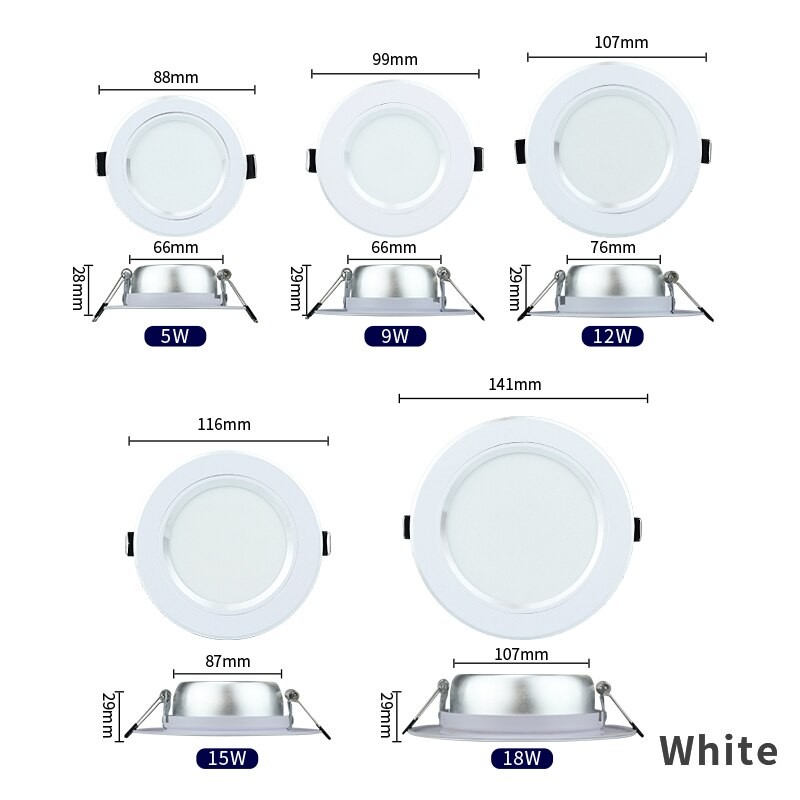 Led Downlight 5W 9W 12W 15W 18W Ceiling Light 220V Recessed Down light Round Led Panel Light Indoor Lighting LED Spot light