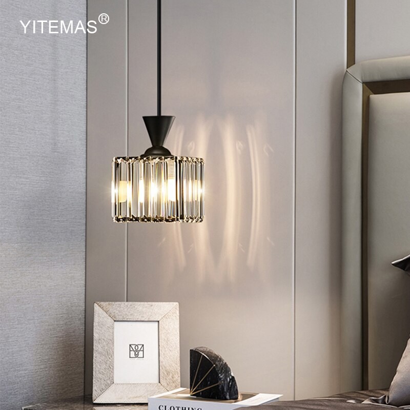 Mini Crystal Pendant Chandeliers Gold In Kitchen Island Hallway Entryway Small Black Chandeliers For Bedroom Bedside E27 Lamp