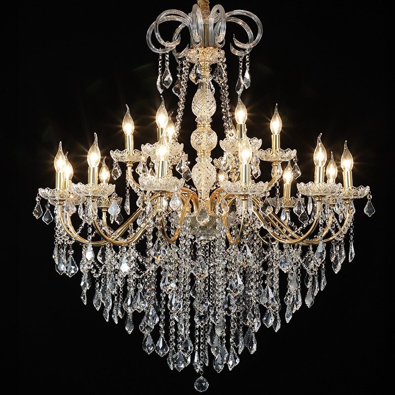 Living Room Chandelier Golden Wrought Iron Crystal Pendant Lamps For Ceiling Bedroom Living Room Hall Suspension Luminaire