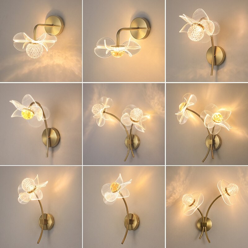 Creative LED Luxury Wall lamp Metal Fashion Modern Living room Bedside Wall light Corridor Flower Ball Fixtures Lighting