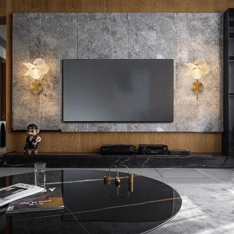 Creative LED Luxury Wall lamp Metal Fashion Modern Living room Bedside Wall light Corridor Flower Ball Fixtures Lighting