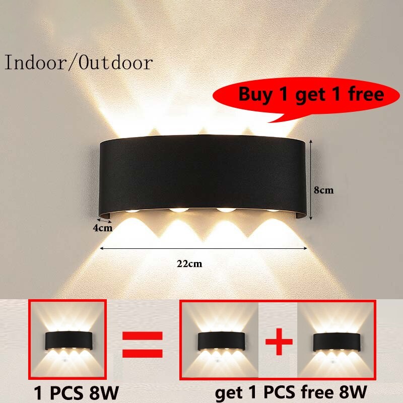 Led Wall Lamp Interior Wall Light IP65 Waterproof Outdoor Lighting For Home AC85-265V Bedroom Bedside Light Fixture Wall Lamp