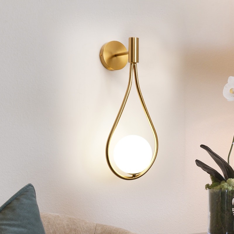 Bedside Wall Lamps Bathroom Glass Lampshade Indoor Wall Light Electroplating Craft Decoration Wall Bracket Light Sitting Room