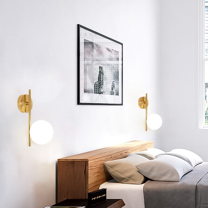 Bedside Wall Lamps Bathroom Glass Lampshade Indoor Wall Light Electroplating Craft Decoration Wall Bracket Light Sitting Room