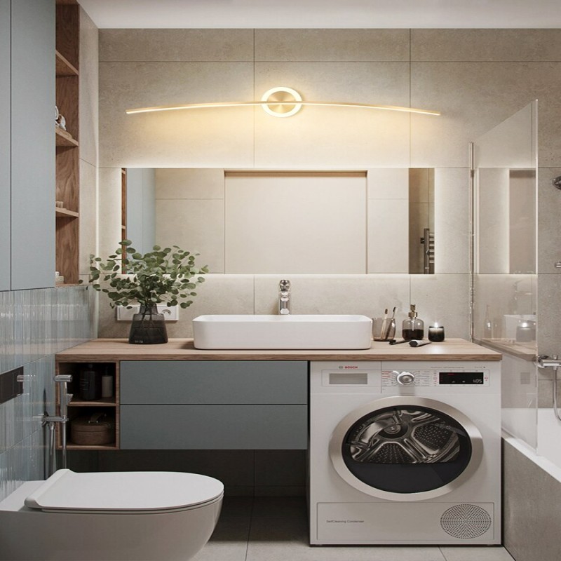 Mirror headlight light luxury minimalist gold line bathroom toilet led light simple modern dresser fill light