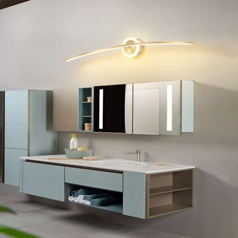 Mirror headlight light luxury minimalist gold line bathroom toilet led light simple modern dresser fill light