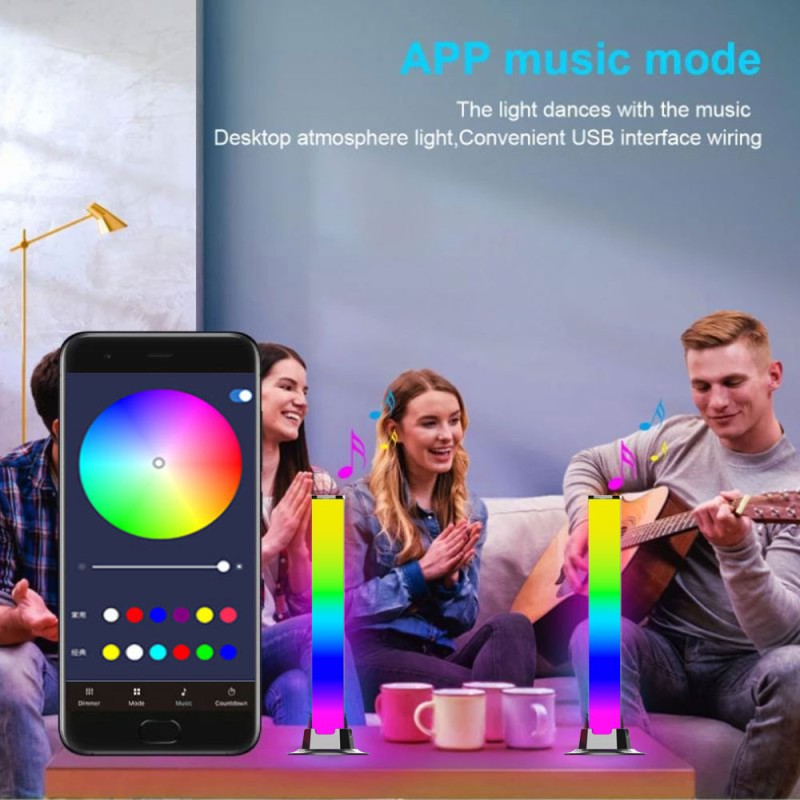RGB Symphony Lights LED Sound Control Light Music Rhythm Ambient Pickup Lamp App Control Strip Light For Computer Desktop Decor