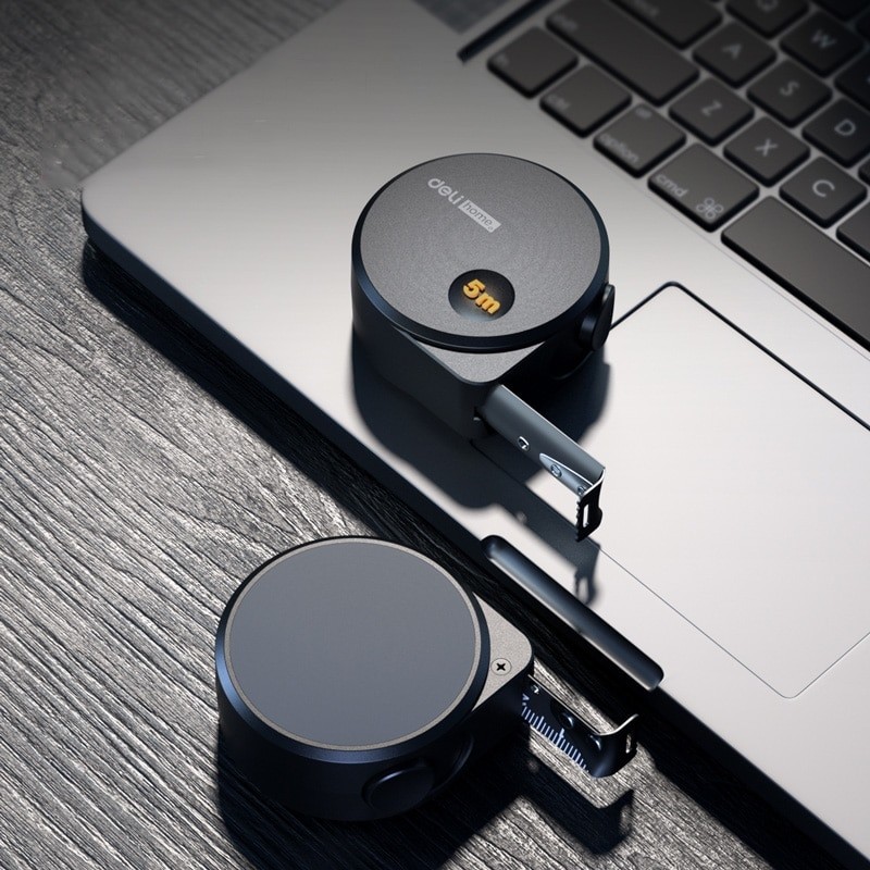 Deli Tools 5M Black Steel Material Measuring Tape Measure Multifunctional Household Woodworking Portable Measuring Tool