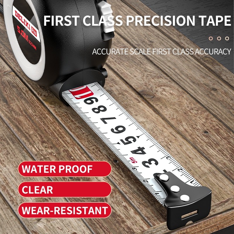 DELIXI Drop-resistant Wear-resistant Thickened Portable Tape Measure 3/5/7.5/10m Steel Tape Measure High-precision Ranging Tool