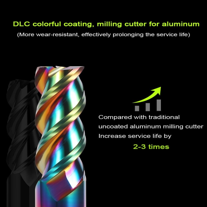 Colorful End Mill Aluminium HRC55 3F Milling Cutter Acrylic Wood Copper Plastic Cutting Tool CNC Maching Milling Tools Endmils