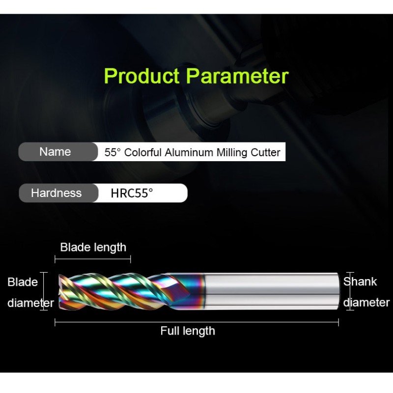 Colorful End Mill Aluminium HRC55 3F Milling Cutter Acrylic Wood Copper Plastic Cutting Tool CNC Maching Milling Tools Endmils