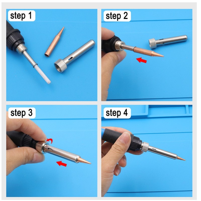 Copper Iron Tip I+B+K+2.4D+3C Set 900M-T Welding Head Iron Welding Tip Head Tools Inside Hot Bare Copper Electric Soldering Iron