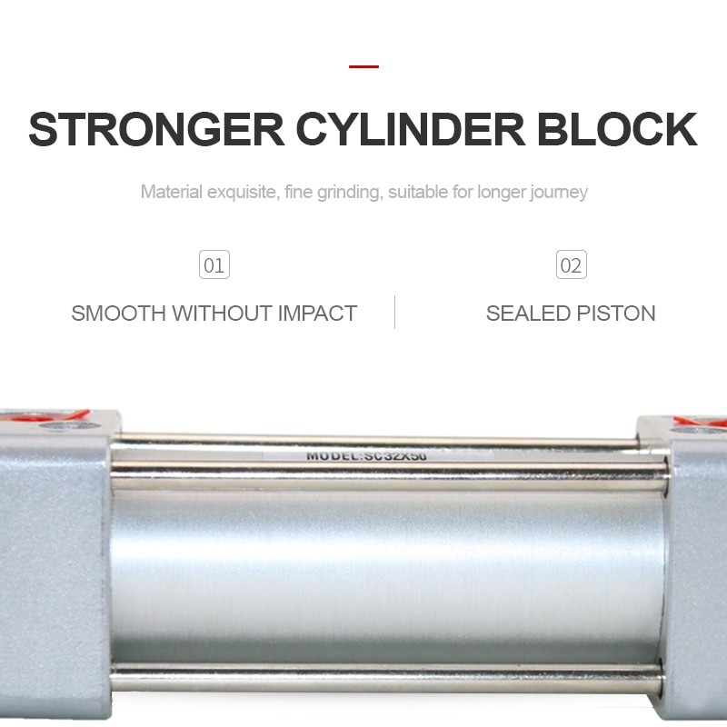 Pneumatic Cylinder SC Standard Air Cylinder 32/40/50/63/80/100mm Bore 25/50/75/100/125/150/175/200mm Stroke Pneumatic Cylinders