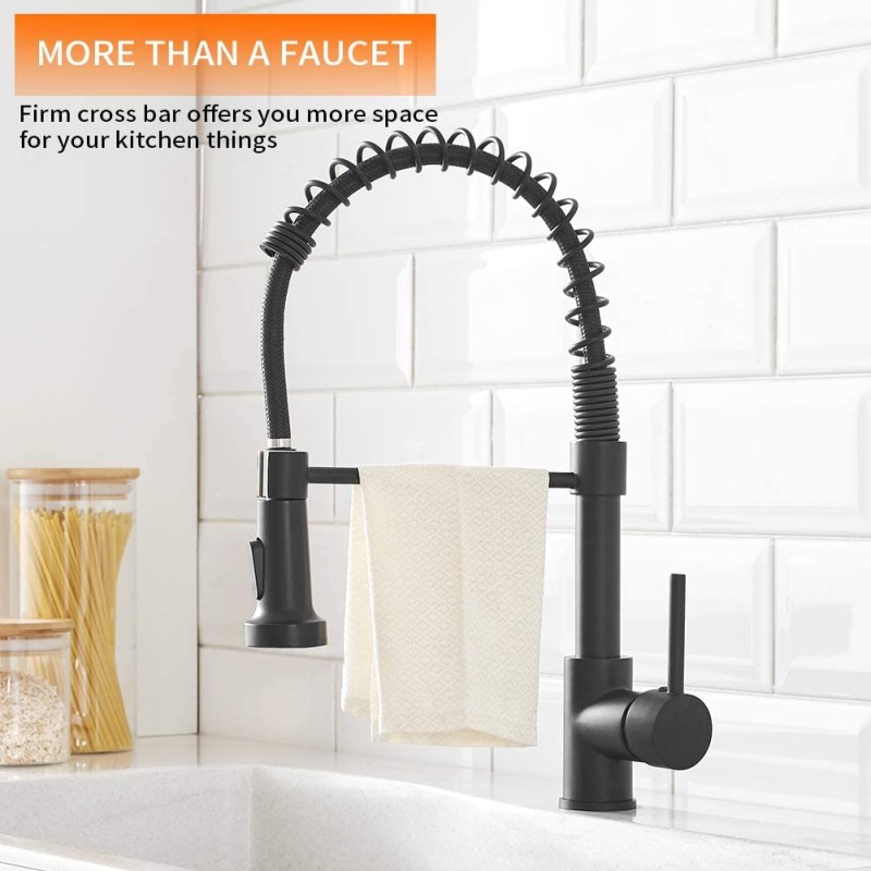 Israel G3/8 Kitchen Faucets Brush Brass Faucets for Kitchen Sink Pull Out Spring Spout Mixers Tap Hot Cold Water Crane