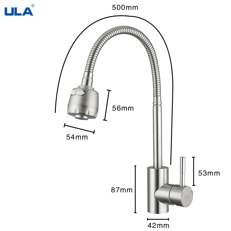 Kitchen Faucet Stainless Steel Kitchen Sink Faucet Stream Sprayer Nozzle 360 degrees Kitchen Sink Mixer Hot Cold Water Taps