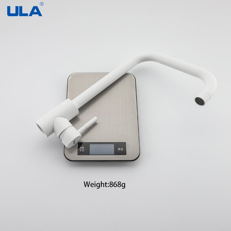 ULA Simple White Kitchen Faucets Stainless Steel 360 Rotate Kitchen Faucet Deck Mount Cold Hot Water Sink Mixer Taps Torneira