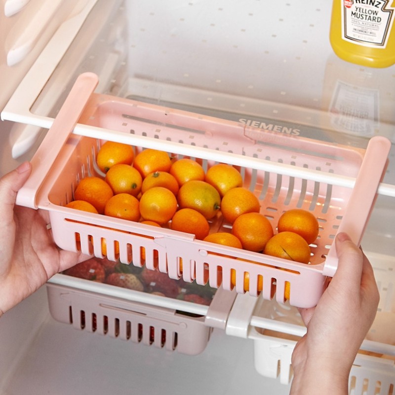 Kitchen Retractable Hanging Refrigerator Drain Basket Storage Basket Egg Fruit and Vegetable Tray Refrigerator Partition Racks