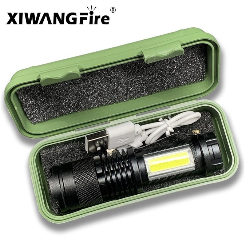 Portable LED Flashlight XPE COB Light Rechargeable Flashlight Built-in Battery Zoom Flashlight 3 Mode Ã¢â‚¬â€¹Anti-slip And Water