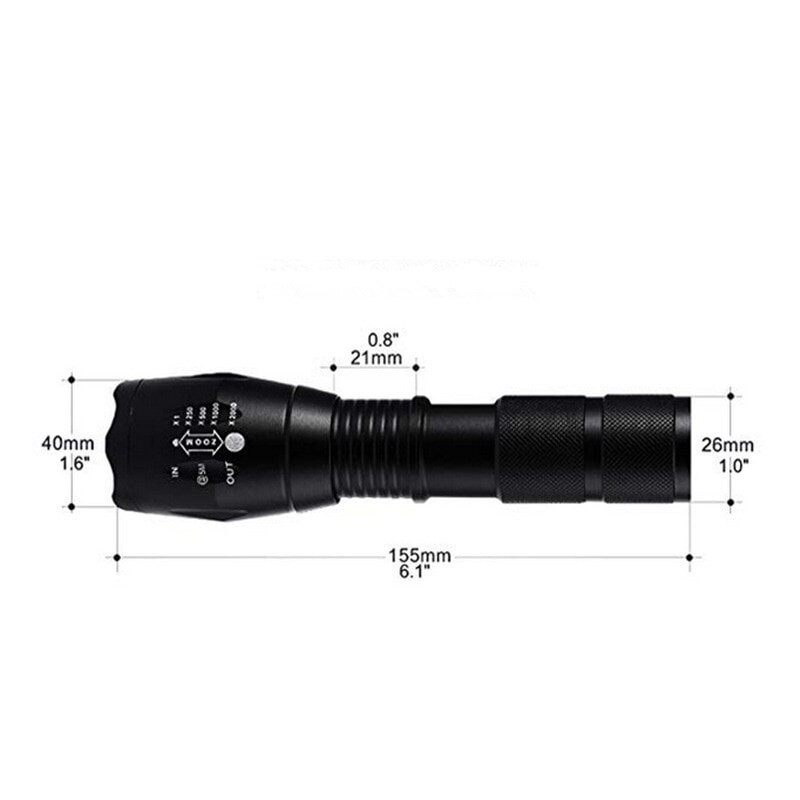 A100 Outdoor LED Flashlight T6 Rechargeable Zoom Mini Power Torch